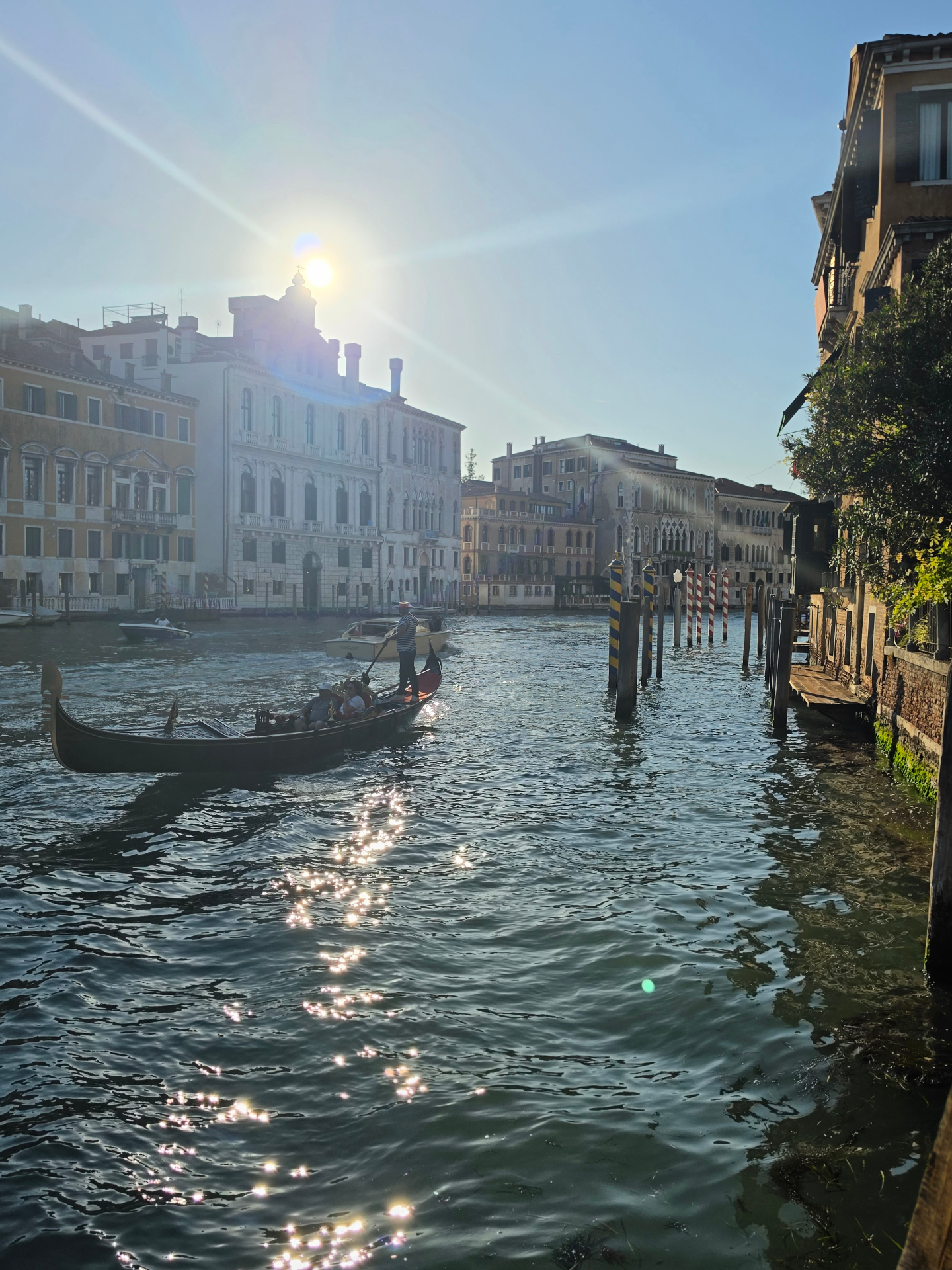Gondola on the Grand Canal at golden hour