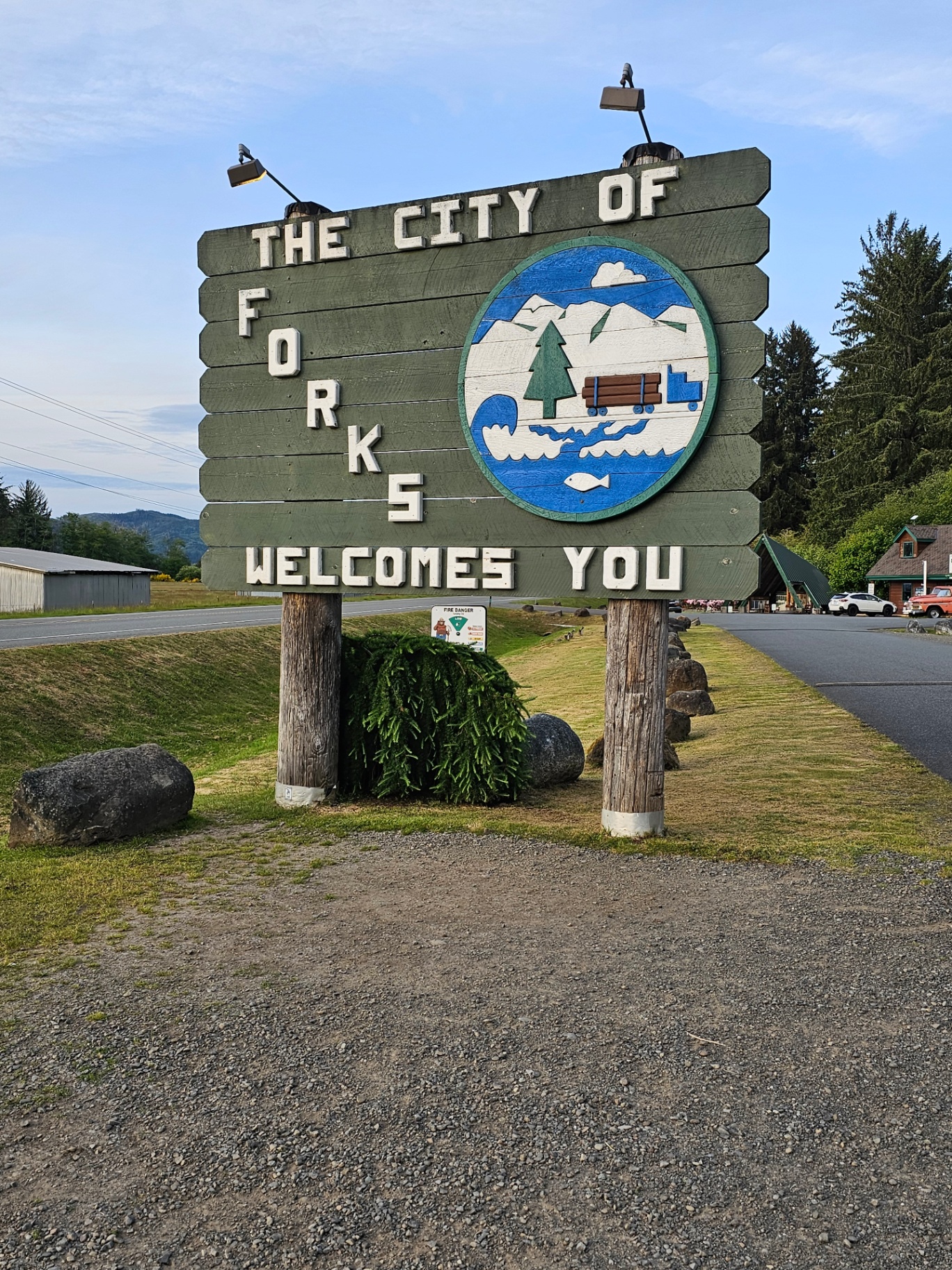 The City of Forks welcome sign in Washington